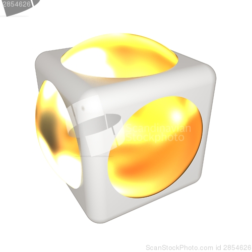 Image of Sphere in a cube 3d design element