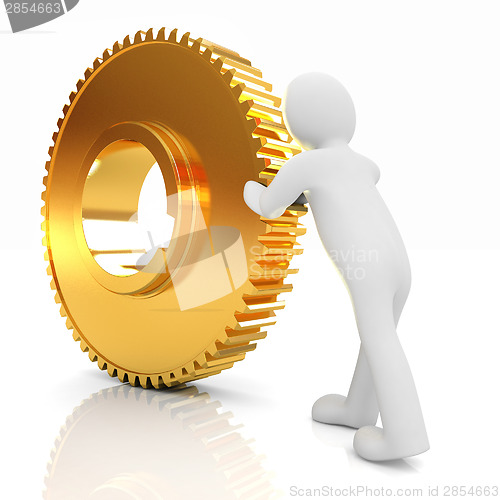 Image of Gold gear set with 3d man 