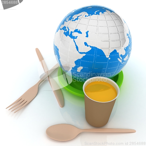 Image of Orange juice in a fast food dishes and earth