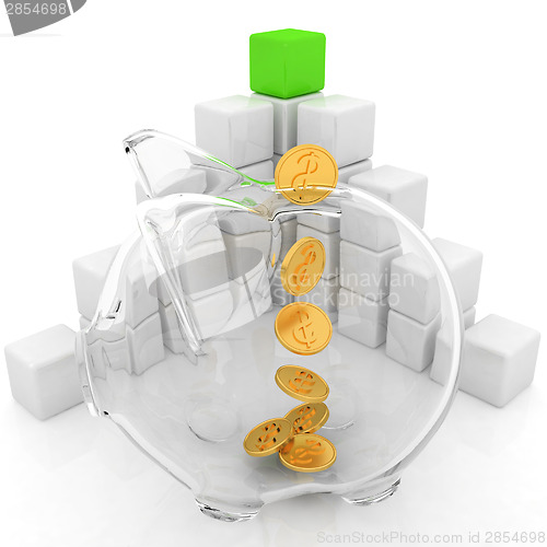 Image of cubic diagram structure and piggy bank