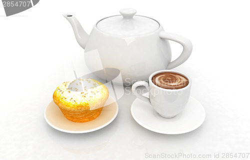 Image of Appetizing pie and cup of coffee