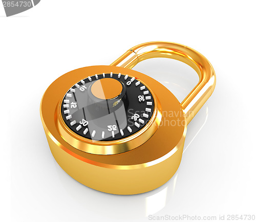 Image of Illustration of security concept with gold locked combination pa