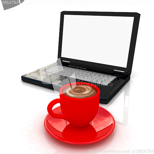 Image of 3d cup and a laptop