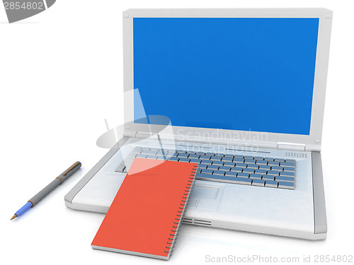 Image of laptop and notepad 