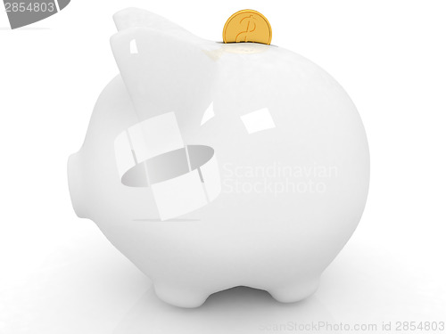 Image of glass piggy bank and falling coins