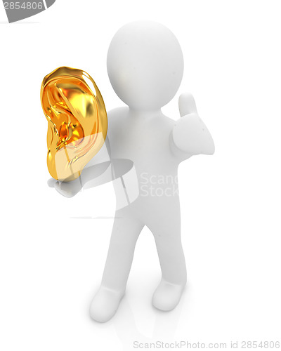 Image of 3d man with ear gold 3d rende