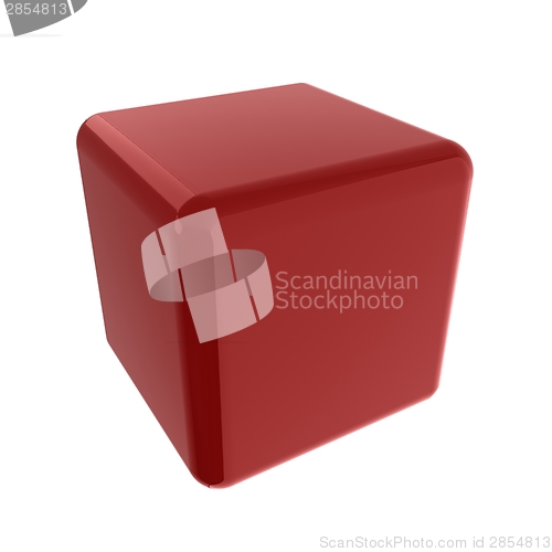 Image of Icon, glossy red cube, abstract symbol