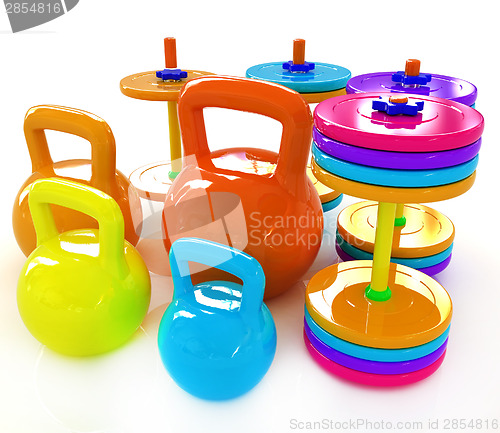 Image of Colorful weights and dumbbells 
