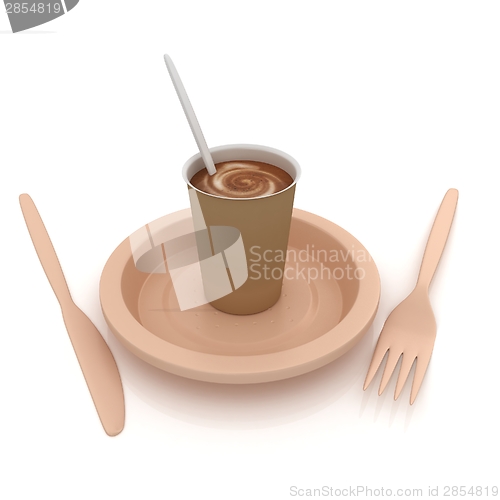 Image of Coffe in fast-food disposable tableware