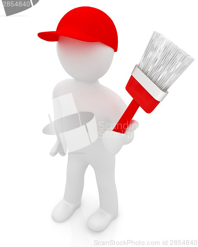 Image of 3d man with paint brush 