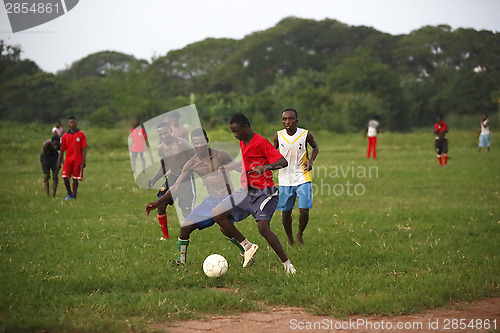 Image of African soccer team during training