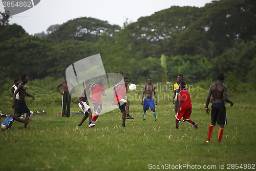 Image of African soccer team during training