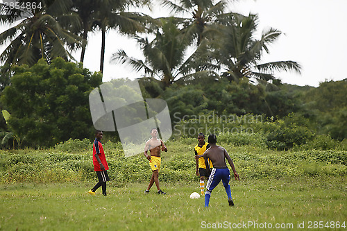 Image of African soccer team during training