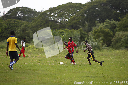 Image of African soccer team during training