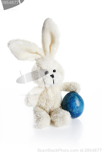 Image of Stuffed easter bunny with blue egg