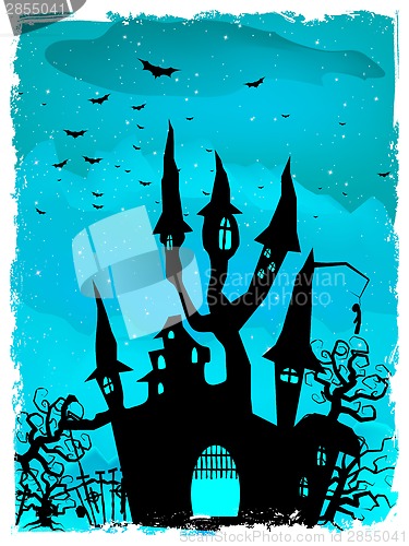 Image of Scary Halloween Castle with Copy Space. EPS 10