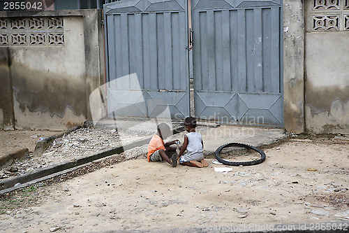 Image of African kids play outside