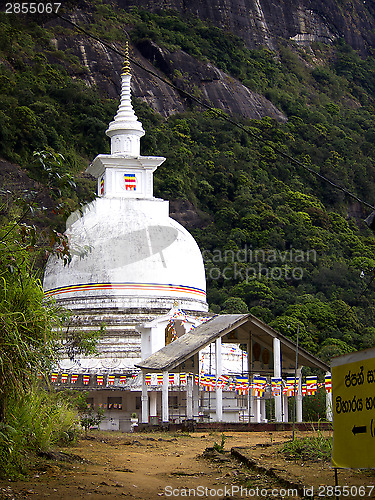 Image of Buddhistic flags at a chapel