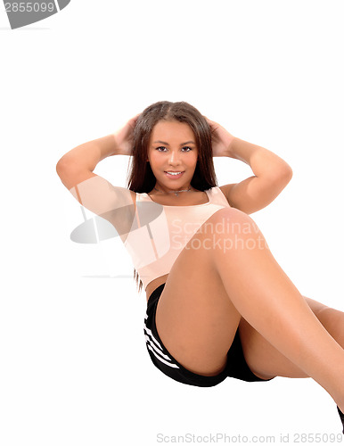 Image of Closeup of exercising girl.