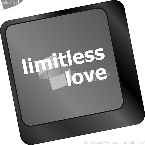 Image of Modern keyboard key with words limitless love
