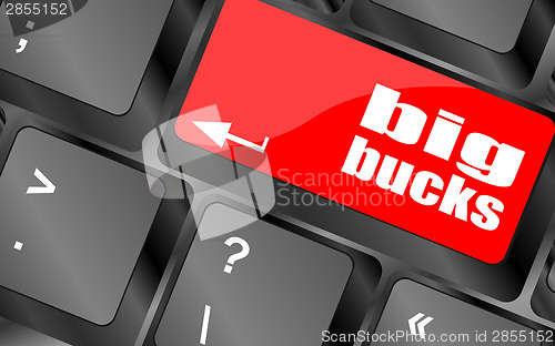 Image of big bucks on computer keyboard key button