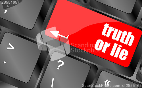 Image of truth or lie button on computer keyboard key