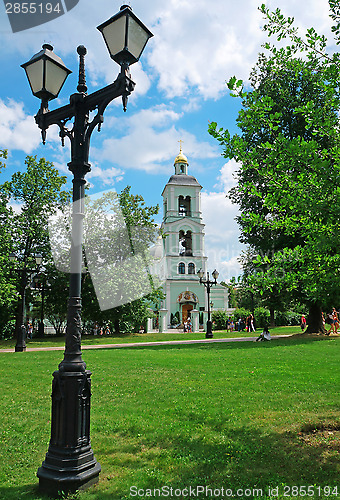 Image of Old lantern on the background of the Orthodox Church