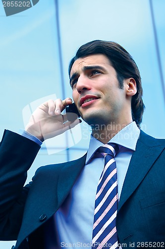 Image of a businessman using mobile phone b
