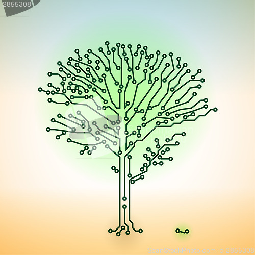 Image of Circuit board electronic tree - digital technology concept