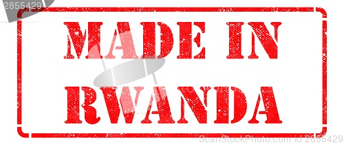 Image of Made in Rwanda on Red Rubber Stamp.