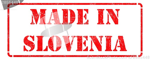 Image of Made in Slovenia on Red Rubber Stamp.