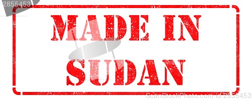 Image of Made in Sudan on Red Rubber Stamp.
