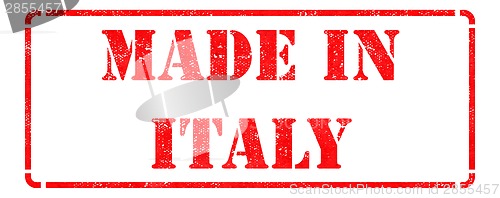 Image of Made in Italy on Red Rubber Stamp.