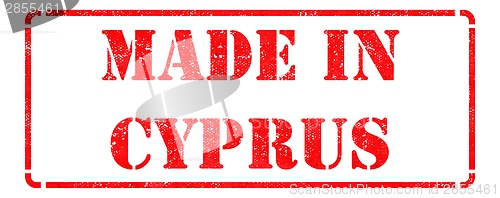 Image of Made in Cyprus on Red Rubber Stamp.
