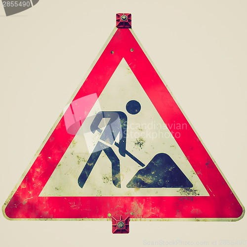 Image of Retro look Roadworks sign