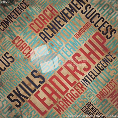 Image of Leadership Concept - Grunge Wordcloud Background.