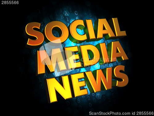 Image of Social Media News - Gold 3D Words.