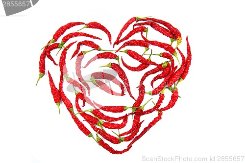 Image of heart from red chilli pepper 