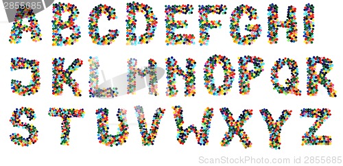 Image of alphabet from plastic caps  