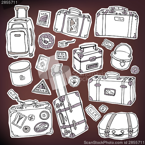 Image of Vintage suitcases set. Travel Vector illustration.