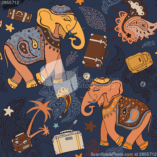 Image of Elephant. Seamless Vector pattern.