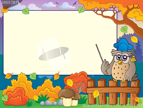 Image of Autumn frame with owl teacher 3