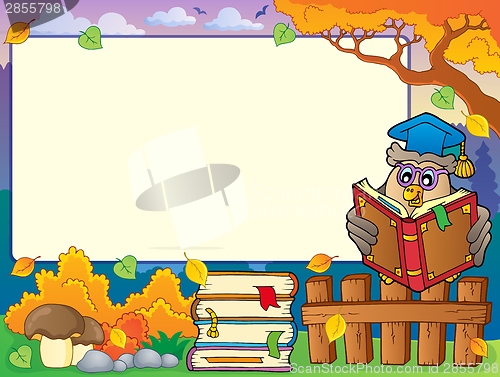 Image of Autumn frame with owl teacher 4