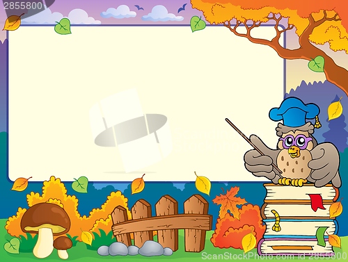 Image of Autumn frame with owl teacher 1