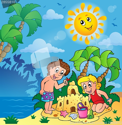 Image of Summer theme with children playing