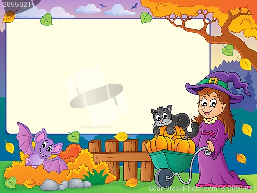 Image of Autumn frame with Halloween theme 1