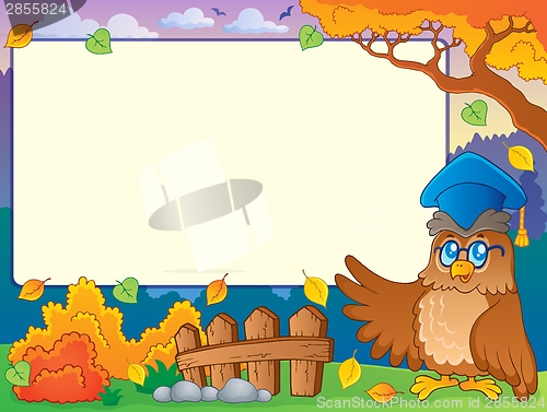 Image of Autumn frame with owl teacher 2