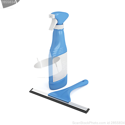 Image of Squeegee and glass cleaner spray bottle