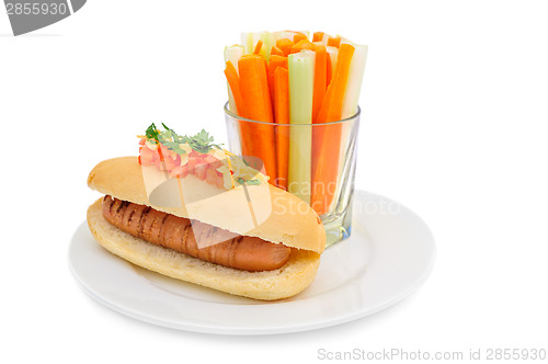 Image of Healthy hotdog on plate isolated 