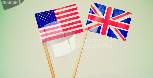 Image of Retro look British and American flags